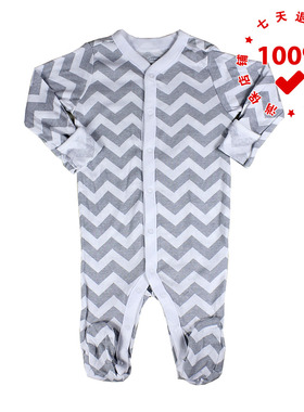 正品老海军OLD NAVY灰色波浪纹婴幼儿连体衣长款包屁爬服纯棉哈衣