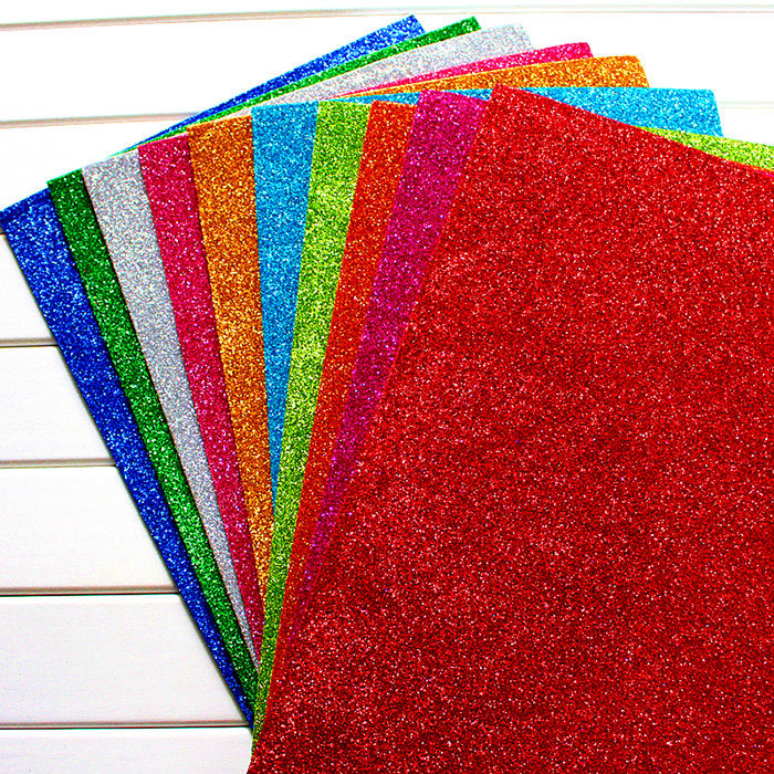 索宜A4彩色背胶儿童手工DIY材料大张闪光泡沫纸亮片亮光海绵纸2mm