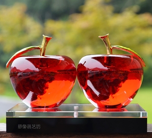 水晶苹果汽车摆件创意车用车载香水座 饰平平安安 车内饰品车上装