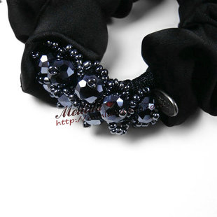 出口南韩 正品丝绸布艺双头串珠皮筋发圈 头绳头饰发绳头花发饰