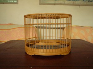 涿州张永华鸟笼鸟具 精品全合竹起线小笸箩底红子笼