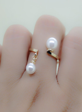 欧美风饰品开口珍珠戒指