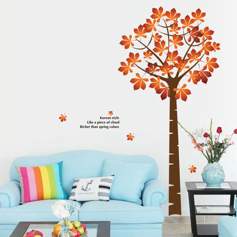 可移除墙贴卡通枫树客厅餐厅卧室电视墙沙发背景墙壁装饰贴纸贴画