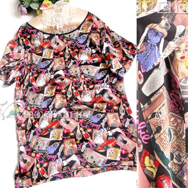 0美国年代芭比娃娃流沙短袖衬衫