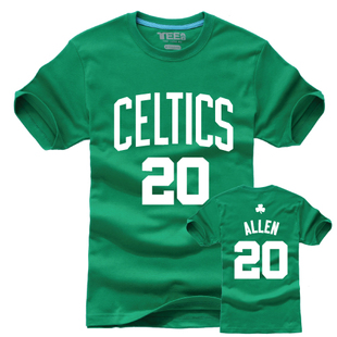 夏季凯尔特人20号雷阿伦球衣训练服圆领纯棉短袖T恤篮球运动半袖