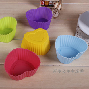 7cm巧克力布丁果冻手工皂盒心形马芬杯易脱模小蛋糕硅胶模具 包邮