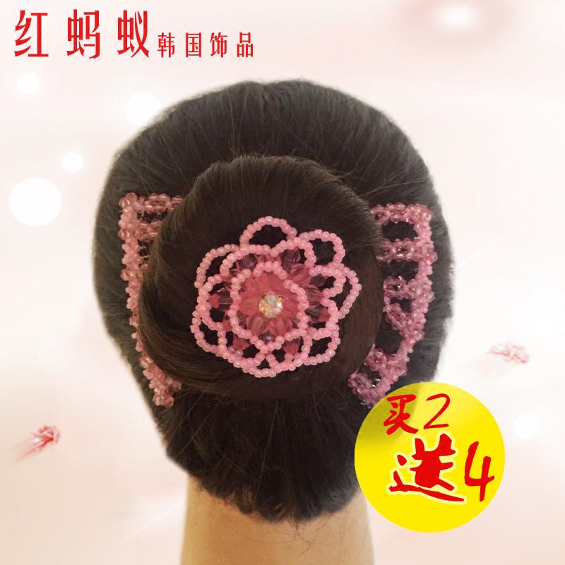 韩版串珠纯手工头饰品多功能盘发器魔术发夹百变发梳百搭弹性发饰