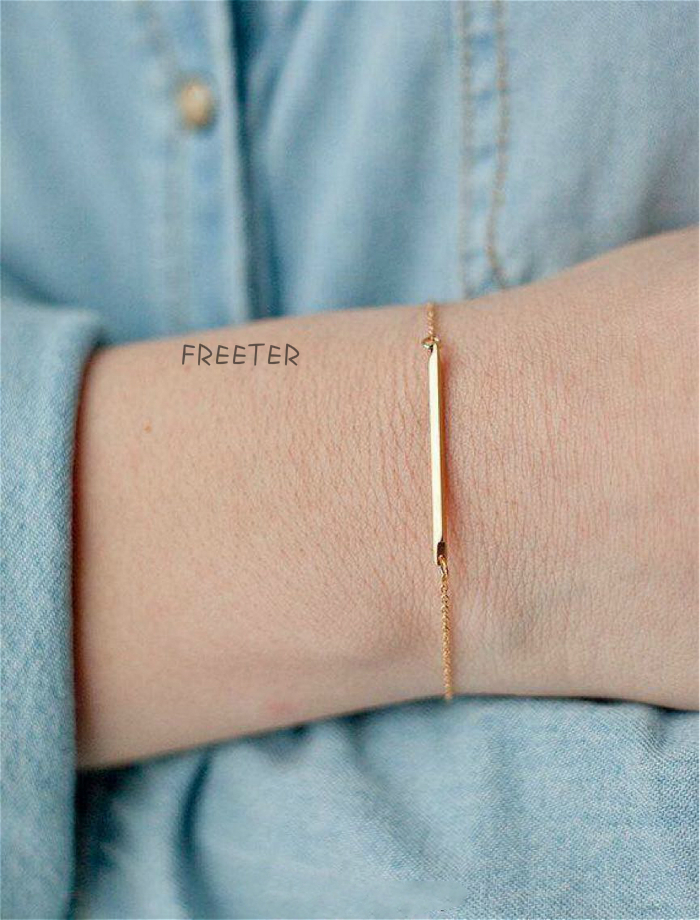 freeter手工定制简洁长条14k包金