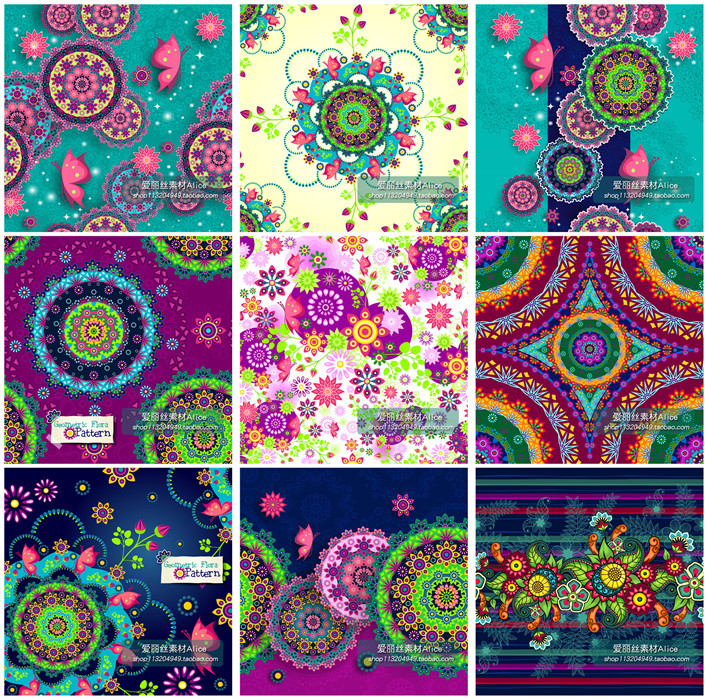 [228]繁复民族风格复古花纹背景图 AI矢量设计素材