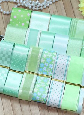 38元包邮！DIY发饰蝴蝶结丝带/缎带/绸带/发带--清新浅绿色套装