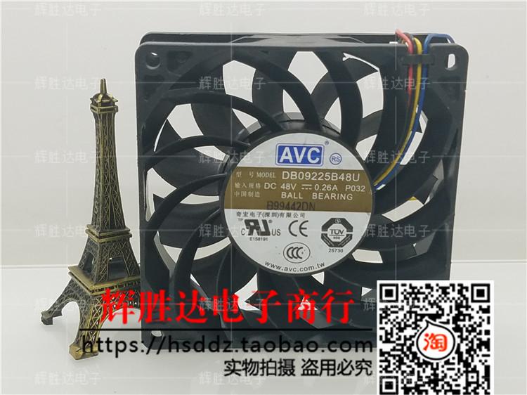 原装AVC DB09225B48U 48V 0.26A 9CM 9225 四线PWM 工控机风扇