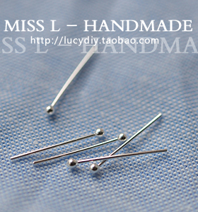 YA12 925银圆头针 基础百搭 手工DIY饰品串珠配件 1.5cm 1根