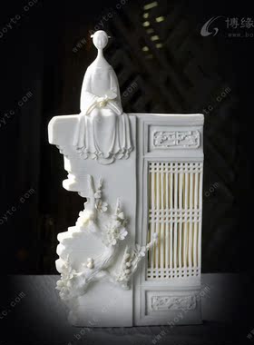 德化白瓷美女花卉苏献忠工艺摆件