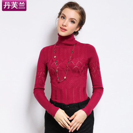 丹芙兰 小衫30-40岁高领长袖大码打底衫女秋中