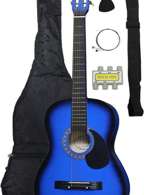 美国进口 新月吉他 蓝色原声吉它Crescent牌 挂绳调谐器包 Guitar