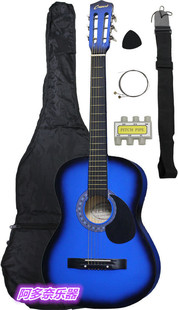 美国进口 新月吉他 蓝色原声吉它Crescent牌 挂绳调谐器包 Guitar