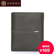 Honggu red Valley short bi-2015 counters authentic business casual leather men's wallet 9002