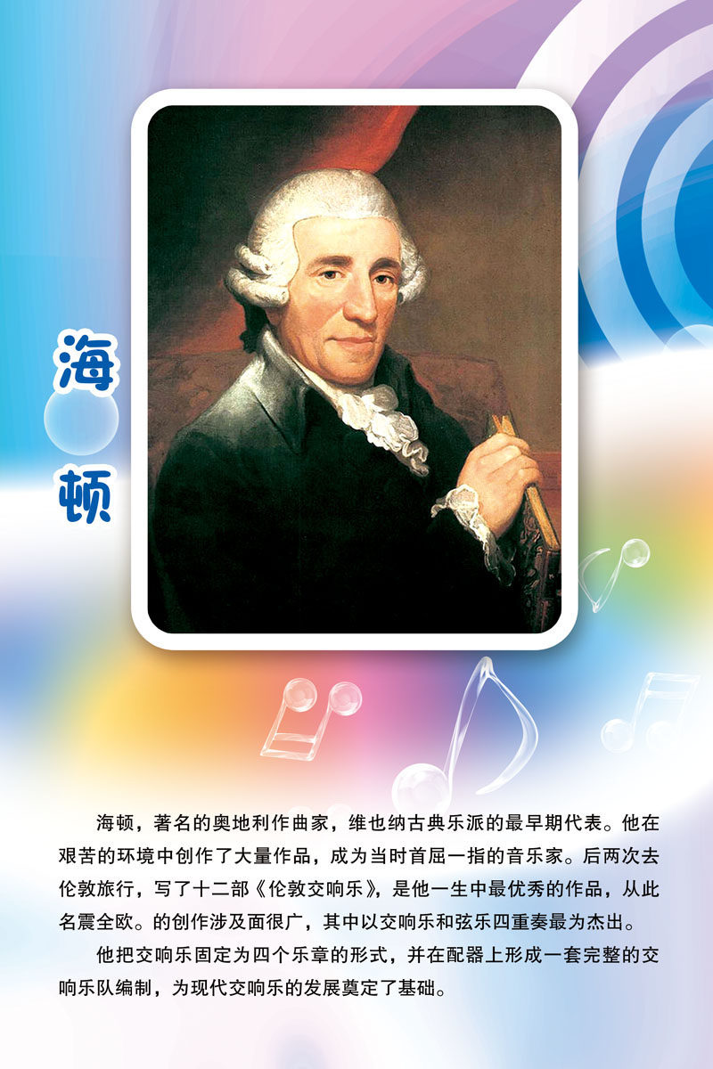 733海报印制展板写真喷绘900校园文化音乐家简介名言海顿贴纸图片