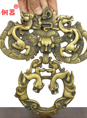 宇卓铜器纯铜门环黄铜门环铜门环摆件兽头门环挂工艺品件
