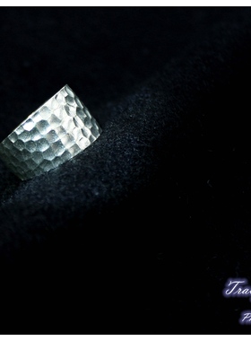 韩版925银宽波纹开口戒指男女