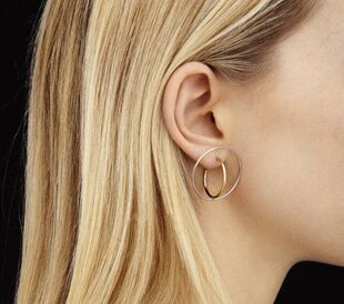 欧美极简风 otherstories简约百搭金属镂空立体环绕圆形耳钉耳环