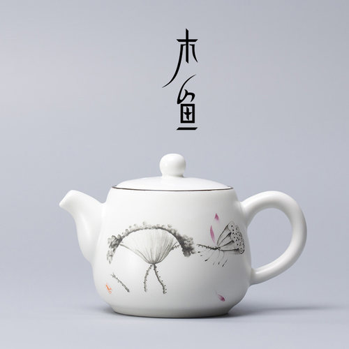 定窑手绘泡茶亚光家用龙泉青瓷茶壶盖碗茶杯功夫茶具汝窑陶瓷单小