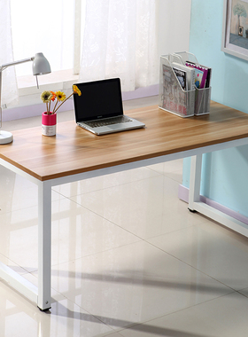 家用钢木桌双人电脑桌台式写字书桌学习办公桌小吃店餐桌可定制