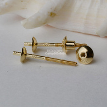 真18k金耳针18k黄金耳钉针珠盘针螺丝耳针空托珍珠配件
