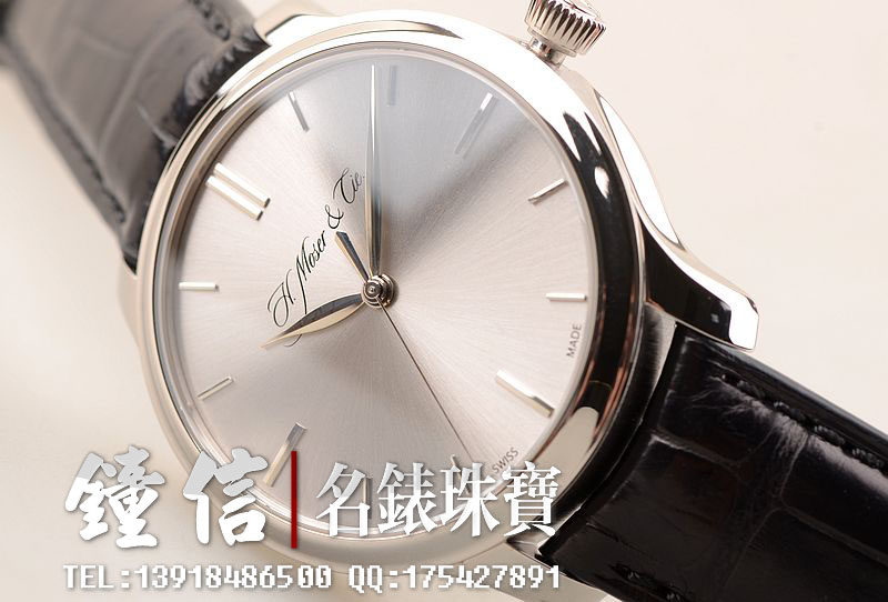 已售出【97新】亨利慕时白金七天链大三针手上链皮带男表343.505-012