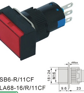 SB6(LA68 LAS1 LAY16)-R/11CF 长方形按钮开关16mm