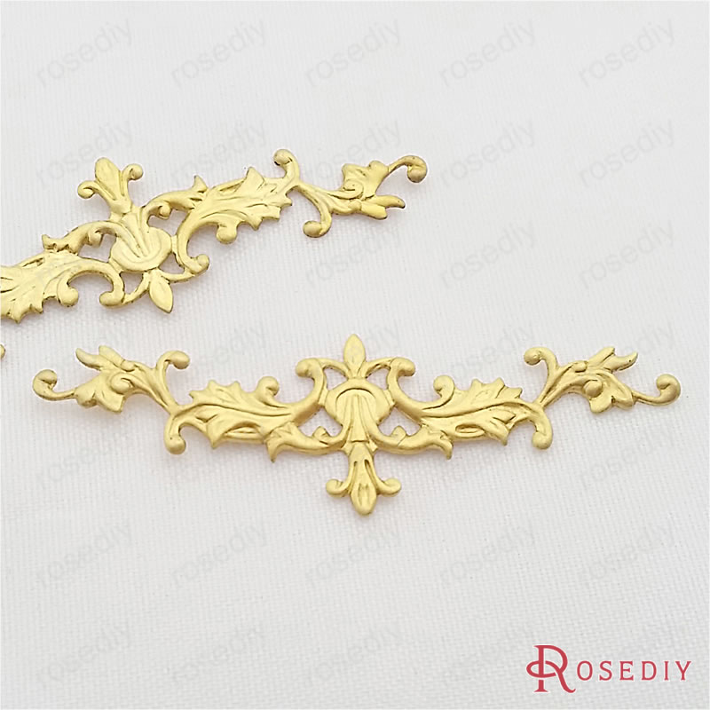 Diy饰品配件 52*16MM 铜制 铜配件 花片 黄铜色 20个(30300)