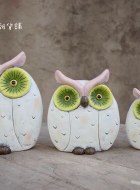 欧式风猫头鹰件套镇宅陶瓷装饰品