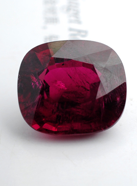 【收藏】19.33克拉 深红 Rubellite 天然红宝碧玺 裸石*国检