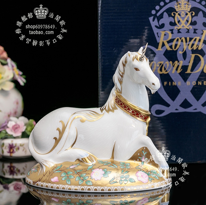 独角兽瓷摆件欧式客厅桌面装饰
