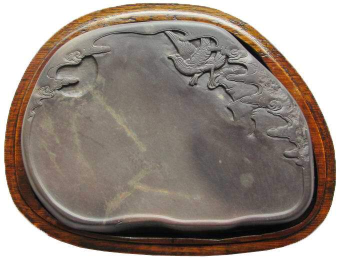 手工雕文房四宝砚台 坑仔岩飞黄腾达端砚蕉叶白17.2cmx12cmx3.5cm