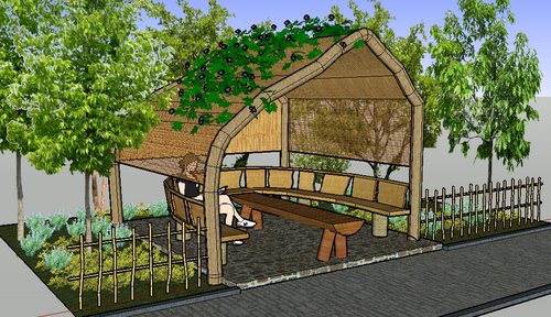 生态农业采摘园休息亭草图大师SU模型景观建筑设计SKP素材资料库