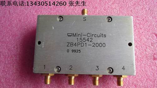 ZB4PD1-2000-S+ Mini-circuits  800-2000MHz 4宽带射频微波同轴功分器 Features &bull; wideband, 800 to 2000 MHz &bull; good isolation, 25 dB typ. &bull; excellent output VSWR, 1.1: