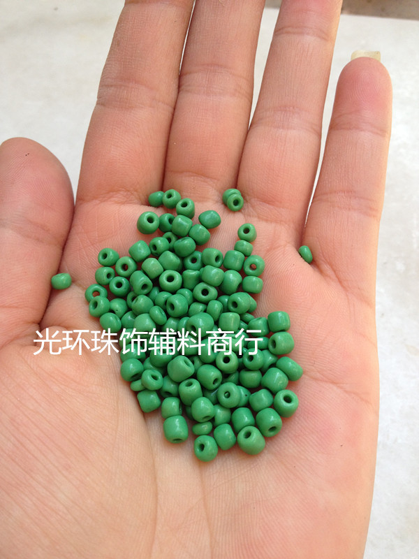 DIY米珠 绿色珠子2mm3mm3.6mm瓷绿色米珠 手工串珠 儿童串珠