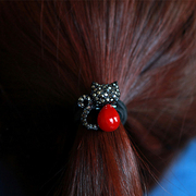 Cool na Korean rhinestones cute cats hair tie headband hair band hair band of Korean rope 6468