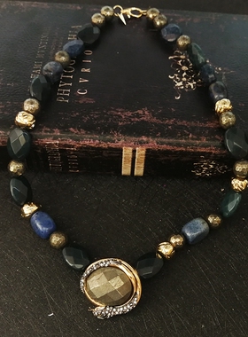 欧美日韩风玻璃水晶真金电镀项链