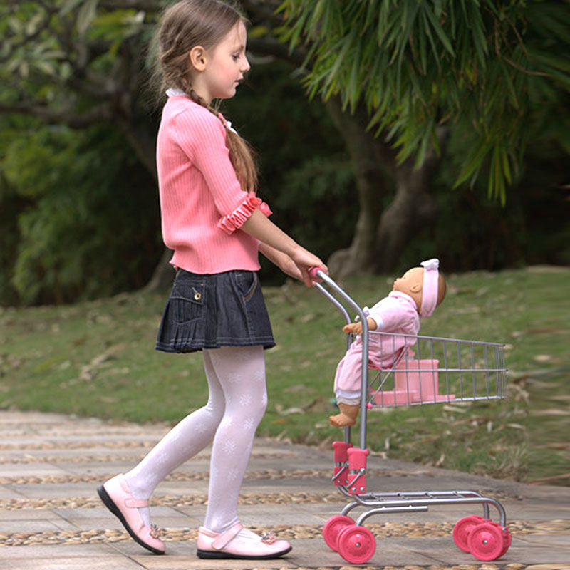 CHILDRENS TROLLEY SIMULATION TOYS MILOU DOLLS STORAGE CARTS GIRLS SUPERMARKET SHOPPING CART PLAY TOYS