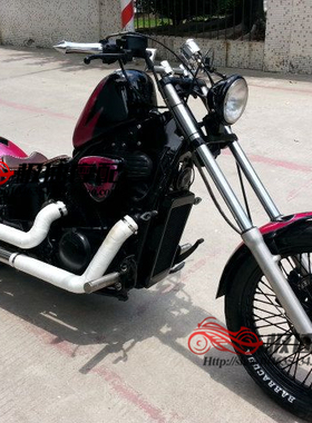 适用于本田铁马Steed VLX400/600改装复古短直排气管带消声器