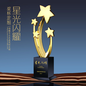 高档金属奖杯定制团队冠军水晶奖杯制作五角星金属奖杯定做刻字