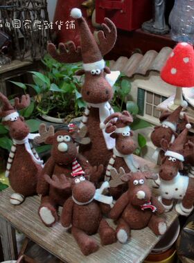 美式乡村风毛毡麋鹿儿童房装饰品