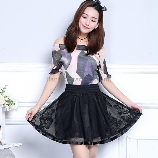 时尚高腰蕾丝花边半身短裙 韩版 蓬蓬裙 蕾丝纯色修身裙 女在类目 女装/女士精品, 半身裙中 - 来自Buy2taobao.com提供专业的淘宝代购服务