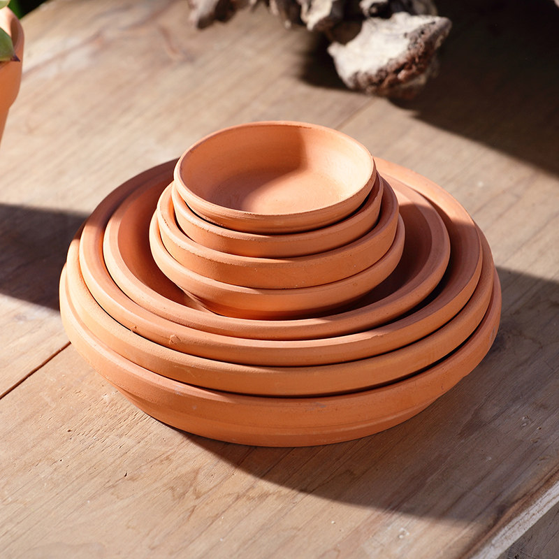 红陶花盆托盘 花盆底座 红陶土花盆底座接水盘 家用防水圆形托盘