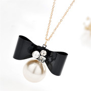 Good Korea bow necklace women fashion long jewelry necklace with bow tie necklace Joker package mail