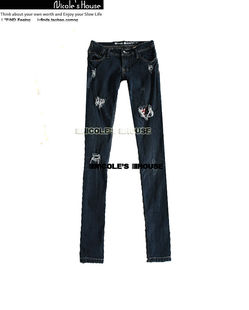 国旗补丁 小脚 牛仔裤