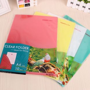 金得利E310透明两页袋单片文件夹袋L型二页报告资料夹彩色管理夹