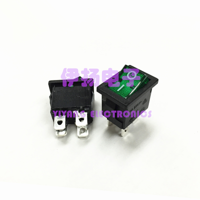 台湾HONGJU原装进口船型开关 MR-6-210-C5L-BG 4脚带绿灯 15x21